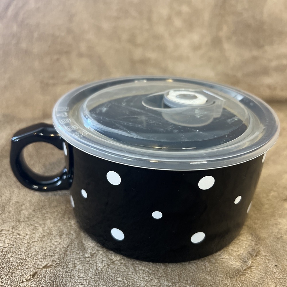 Temp-tation By Tara Polka Dots Black Oven Dishwasher Microwave Safe‎ Dish 22 oz